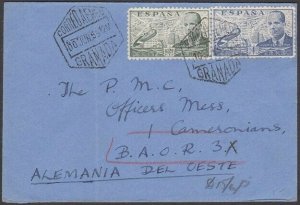 SPAIN 1955 airmail cover to Br Forces in Germany - Home Postal Depot cds....U374