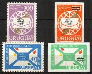 Uruguay 1974 100 Years UPU Universal Postal Union set of 2 + imperf. MNH