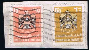 UAE. United Arab Emirates. Stamps on piece.SC 93, 96