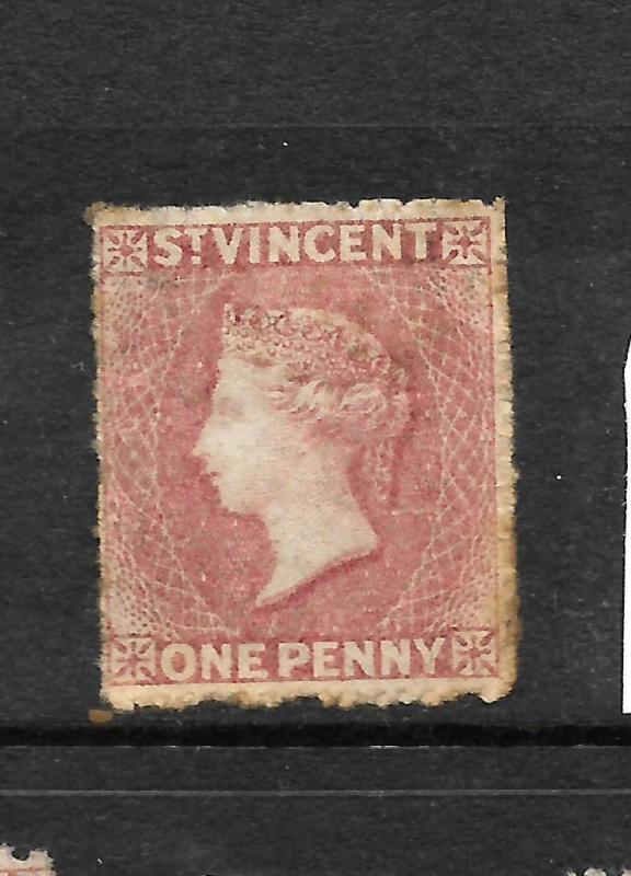 ST VINCENT  1861  1d ROSE RED QV   MH   SG 1 