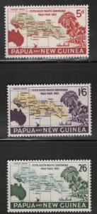 Papua New Guinea Scott 167-169 MH* South Pacific Conference map set