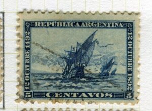 ARGENTINA; 1892 early America Discovery issue fine used Shade of 5c. value