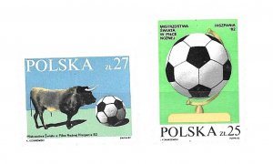 #9317 POLAND 1982 FOOTBALL SOCCER WORLD CUP SPAIN 82  Yv 2627-8 MNH