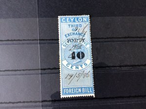 Ceylon Queen Victoria Foreign Bill Overprint Stamp Ref 56487 