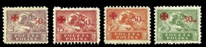 Poland #B11-14 Cat$71, 1921 Red Cross, set of four, hinged