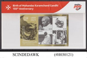 MALTA - 2019 150th BIRTH ANNIV. OF MAHATMA GANDHI MIN/SHT MNH PRESENTATION PACK