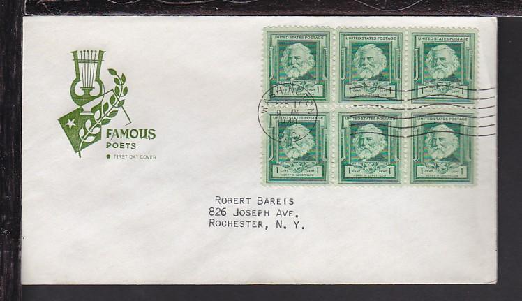 US 864 Longfellow 1940 House Farnam Typed FDC 