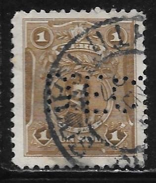 Peru 249: 1s Pascual Saco Oliveros, perfin, used, F-VF