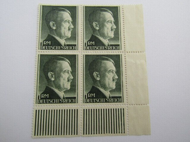 Germany 1941-44, Scott #524 block of 4 MNH 1RM No Gum, Hitler Head Issue,