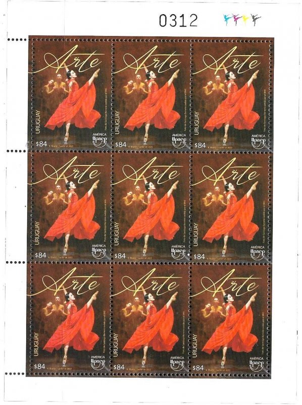 #5034B URUGUAY 2022 ART,DANCE,UPAEP AMERICA  MINISHEET Yv 3087 MNH