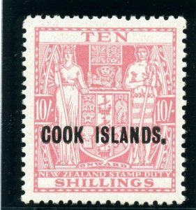 Cook Islands 1944 KGVI 10s pale carmine-lake MLH. SG 123a.