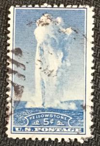 US #744 Used Single Old Faithful Yellowstone WY SCV $.65