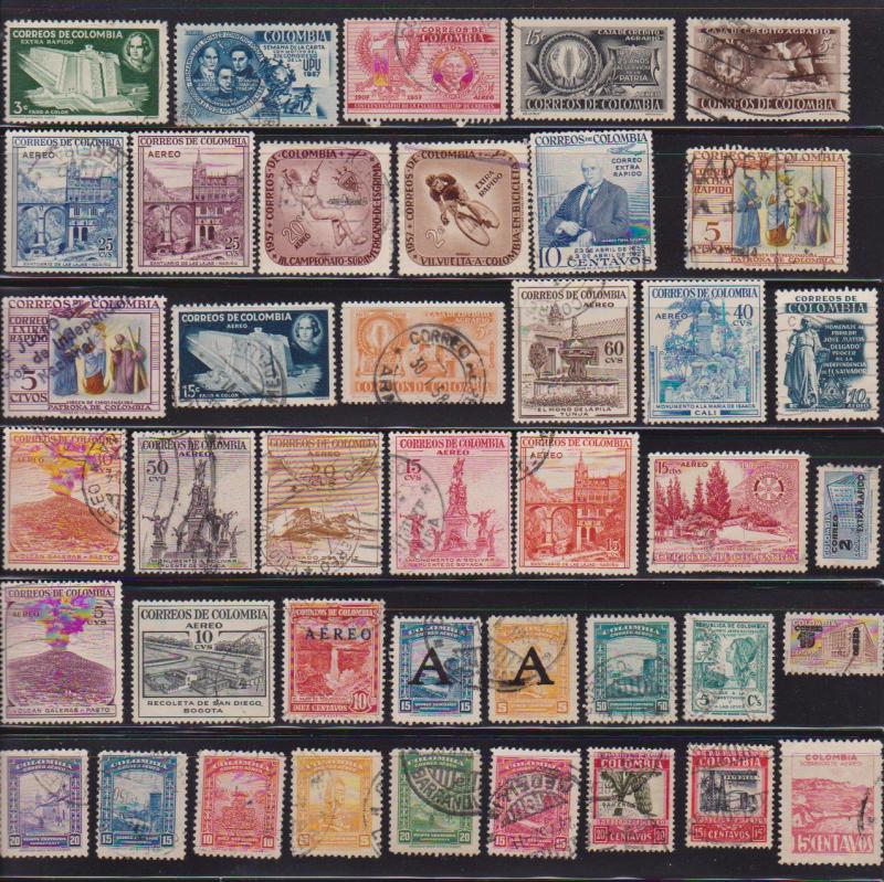 90 Different Used Colombia Airmail issued 1932 to 1967 - I Combine S/H