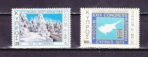 Cyprus, Scott cat. 394-395. FIS-Skiing Congress issue. ^