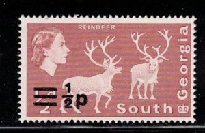 SOUTH GEORGIA Scott # 17 MH - QEII & Reindeer With Surcharge