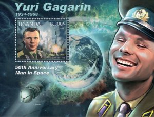 UGANDA 2012 SPACE YURI GAGARIN 50th.Anniversary Souvenir Sheet (1) MNH