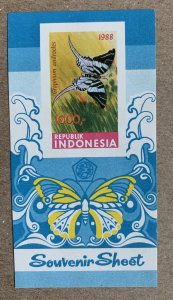 Indonesia 1988 Butterflies imperforate MS, MNH.  Scott 1373, CV $9.00