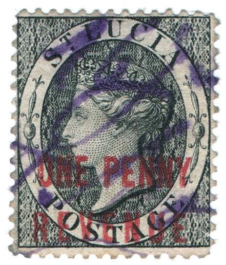 (I.B) St Lucia Revenue : Duty Stamp 1d