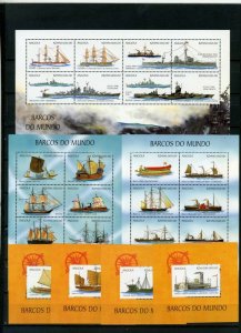 ANGOLA 1999 SHIPS 3 SHEETS OF 8 STAMPS & 4 S/S MNH