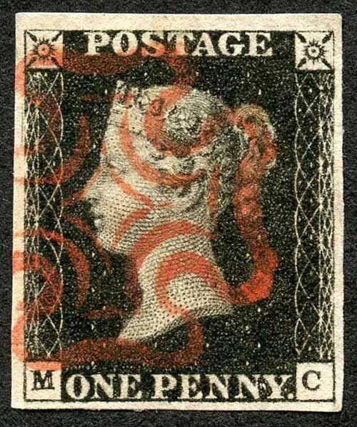 Penny Black (MC) Plate 5 Upright Maltese Cross Fine Four Margins