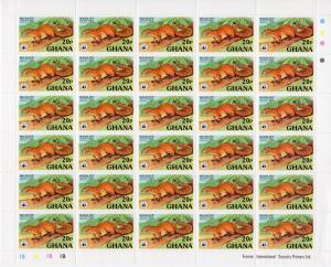 Ghana 1977 Sc#621/624 WWF WILDLIFE 4 Mini-Sheetlets of 30 values each UNFOLDED