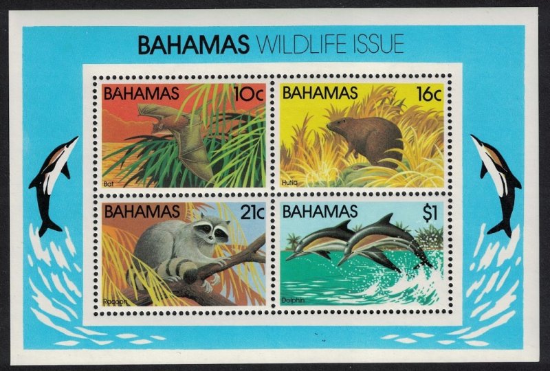 Bahamas Bat Racoon Hutia Dolphin Wildlife Fauna MS 1982 MNH SG#MS630