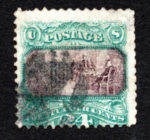 US 1869 24¢ Declaration Stamp #120 in used condition with Cert CV $600