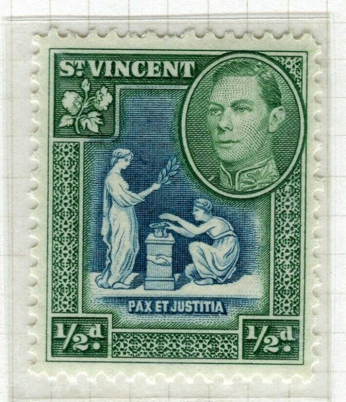 ST. VINCENT; 1938 early GVI pictorial issue fine Mint hinged 1/2d. value