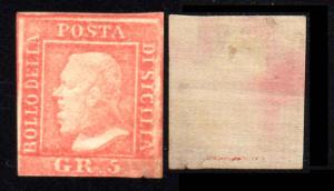 Sicily Italy #15 Unused No Gum Thin Lower Right  High Catalog  $875.00     (102)