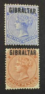 MOMEN: GIBRALTAR SG #4-5 1886 MINT OG H £390 LOT #64368