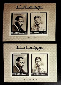 AJMAN Sc Bl 44A-B NH ISSUE OF 1968 - MLK & JFK - (AO23)