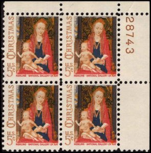 US #1321a CHRISTMAS MNH UR PLATE BLOCK #28743 DURLAND $2.00