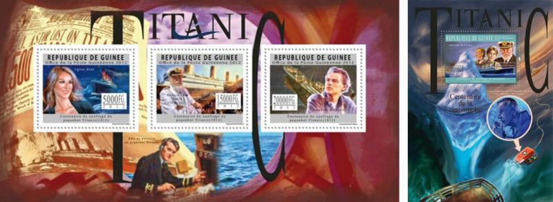 Titanic Cinema Hollywood Kino Movies DiCaprio Dion Cameron Guinea MNH stamp set