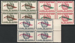 Cuba 1957 Sc C169-71 air post set blocks MNH**