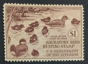 MOMEN: US STAMPS #8 RW8 DUCK MINT OG H XF-SUP LOT #41411