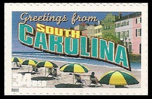 US 3600 Greetings from South Carolina 34c single (1 stamp) MNH 2002