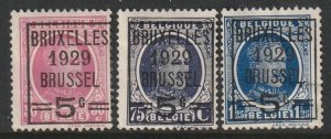 1929 Belgium - Sc 195-7 - used VF - 3 singles - King Albert I