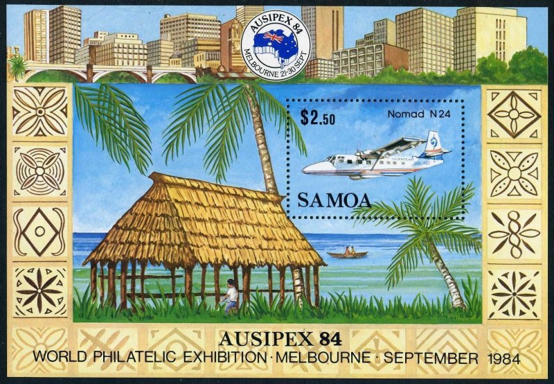 Samoa 633, MNH. Michel Bl.33. AUSIPEX-1984. Plane Nomad N24.