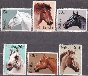 Poland 1989 MNH Stamps Scott 2894-2899 Horses