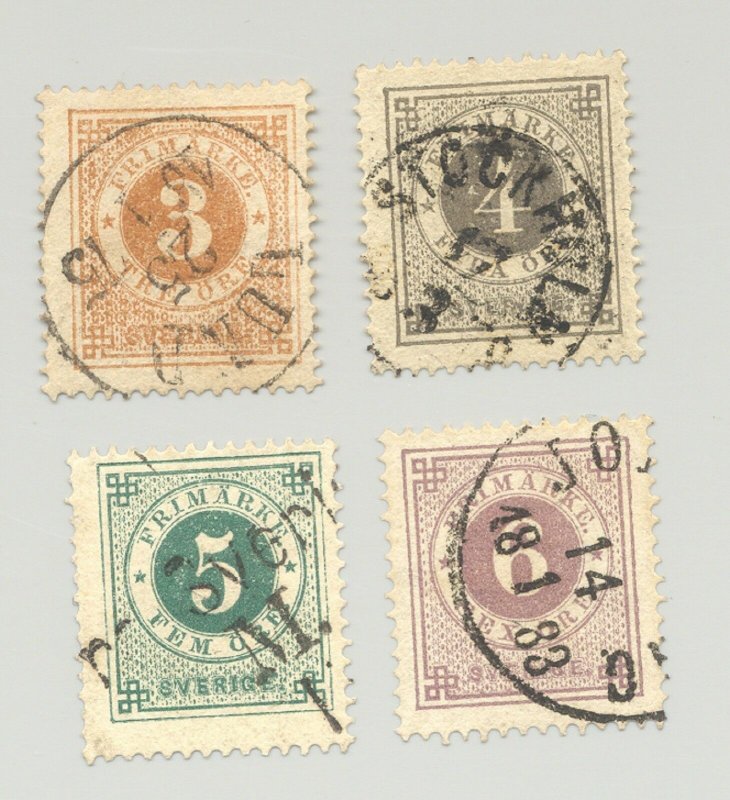 Sweden #17, 18, 19a, 20 4v USED 