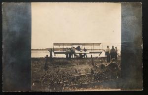 1911 USA RPPC Real Picture Postcard Early Aviation cover Biplane Landing