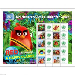 2016 ~ UNITED NATIONS PERSONALIZED SHEET ~ ANGRY BIRDS 