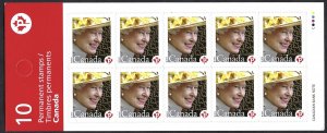 Canada #2617a P Queen Elizabeth II (2013). Booklet of 10 stamps. MNH