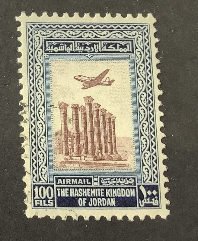 Jordan 1954  Scott  C14 MH - 100f,  plane over Temple of Artemis, Jerash