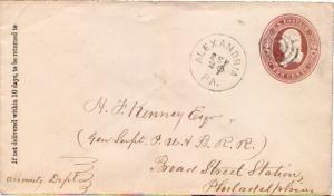 United States Pennsylvania Alexandria c1885 target  Postal Stationery Envelope.