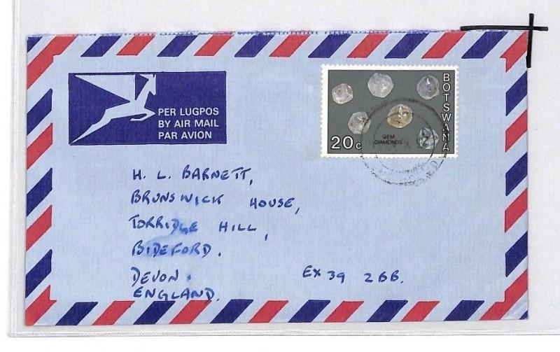 CE213 Botswana *DIAMONDS* 20c Stamp 1974 Minerals Commercial Air Mail Cover