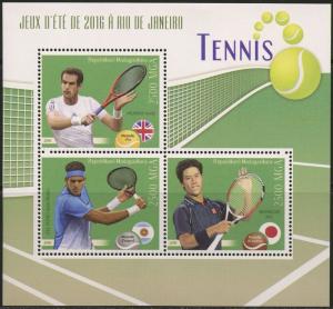 MADAGASCAR 2016  SUMMER OLYMPICS TENNIS  MEDALLISTS  SOUVENIR SHEET MINT NH