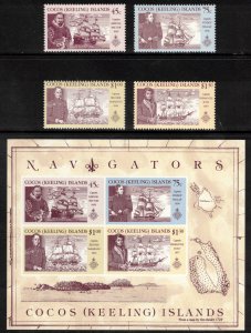 COCOS (KEELING) ISLANDS 1990 Ships and Explorers; Scott 218-21, 221a; MNH