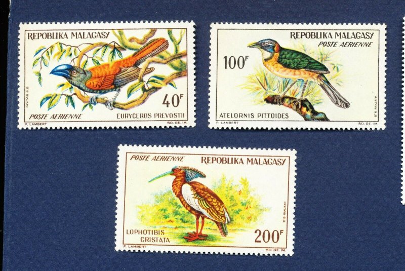 MALAGASY REPUBLIC - Scott  C72-C74 - FVF unused light hinged - BIRDS - 1963