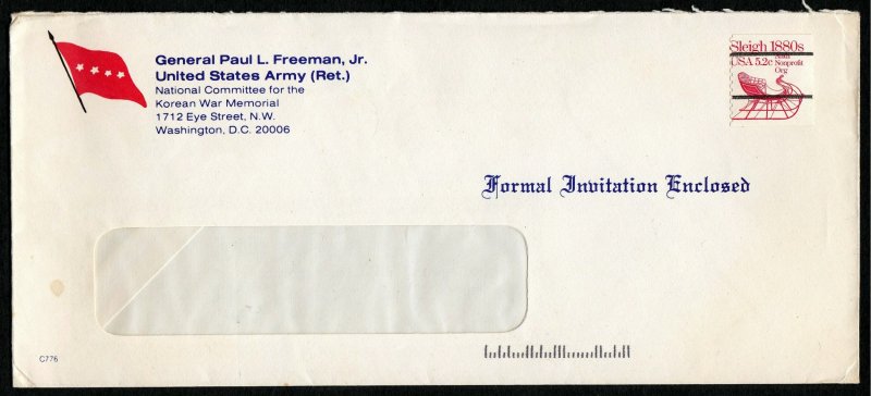 U.S. #1900a Misperf on Cover From General Paul L. Freeman Jr. U.S. Army (Ret.)